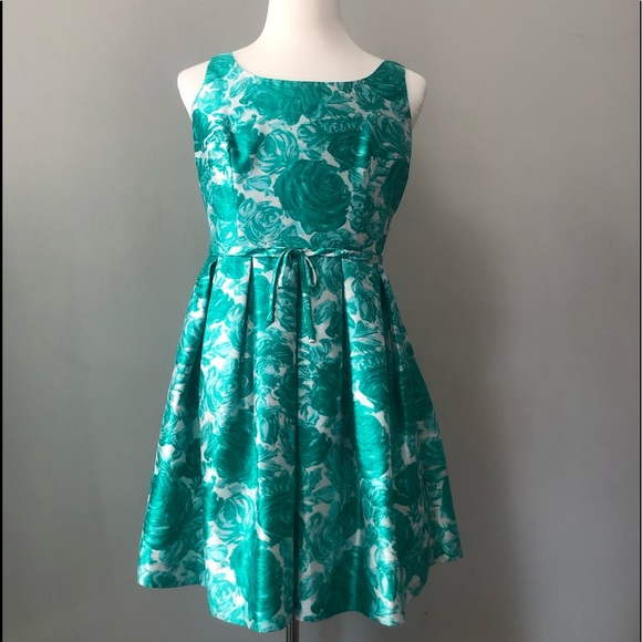 Taylor Dresses & Skirts - Emerald Green Roses Dress Fit and Flare/ Taylor